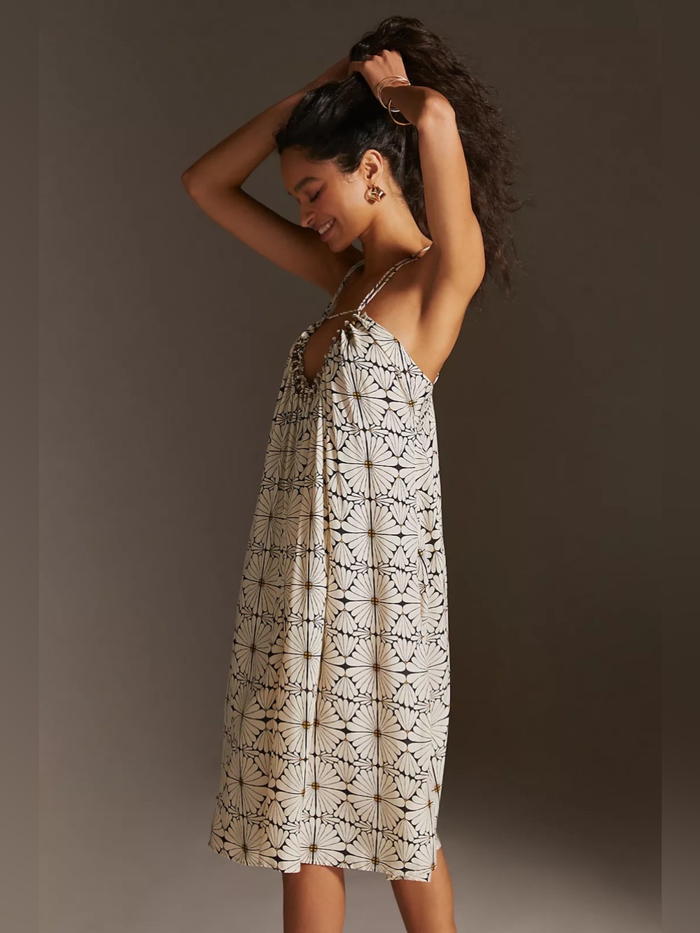 Parrot Paints for Anthropologie Kenzie Beaded Mini Dress in black white MP